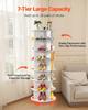7 Tiers Rotating Shoe Rack Tower, 360° Spinning Shoe Rack, Revolving Storage Round Carousel Display, Freestanding Lazy Susan Organizer Display for