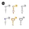 Серьги-подвески F136 из титанового сплава с 0,9 зубцом, микропавированным цирконом, в форме персикового сердца, серьги-пусеты для пирсинга в виде звезды