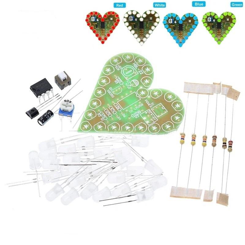 DIY Heart Shape Breathing Lamp Kit LED Circuit Board 4V 6V Electronic Solder Assembly for Electronics Student Project
