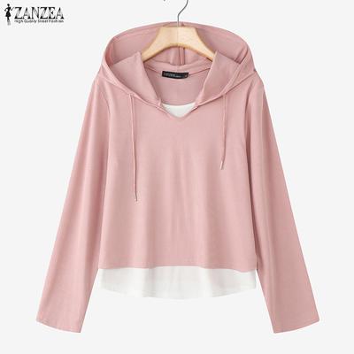 Женские толстовки повседневные с длинным рукавом, лоскутные пуловеры с капюшоном