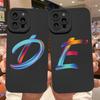 Цвета Аврора Буква Имени Чехол для Телефона Для iPhone 14 Pro Max 12 13 11 XR XS 7 8 Plus SE20 Ретро Черный Мягкий ТПУ Задняя Крышка