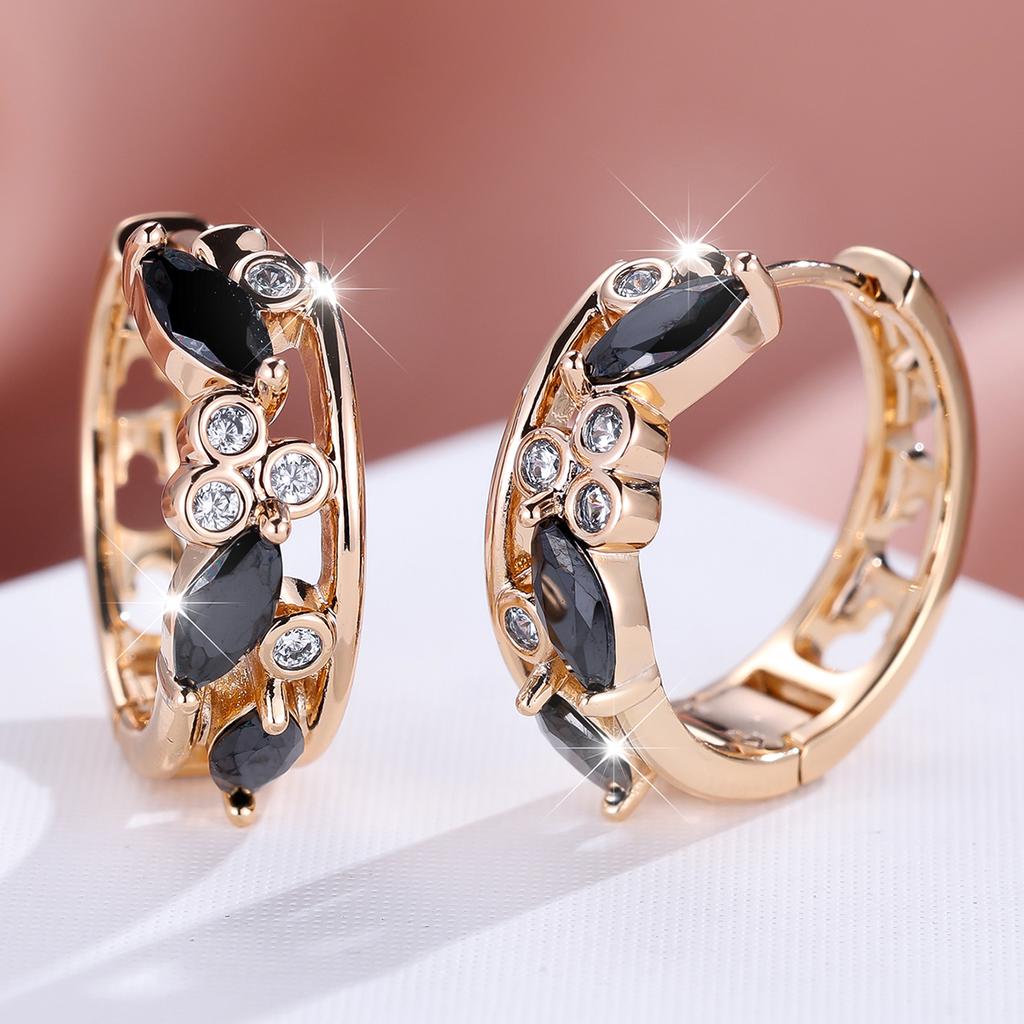 1 пара серег-капель золотого цвета с огранкой «маркиз», белый, синий, черный, с камнями, висячие серьги-крючки в виде листьев, в цветочном стиле, свадебные украшения, подарки