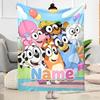 Bluey's Bubble Adventure Customize Text Blanket Cozy Customizable Blanket Durable Comfort for Office Picnics Office Chair Livingroom