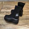 Fashion Booties Chunky Black Footwear Suede Platform Women's Ankle Boots Short Shoes For Woman Elastic Work With High Quality 2024 New