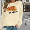 Tops For Women Simple Pizza Print Round Neck Long Sleeve T-shirt Fall Casual Slim Pullover Women's Long Sleeve Top