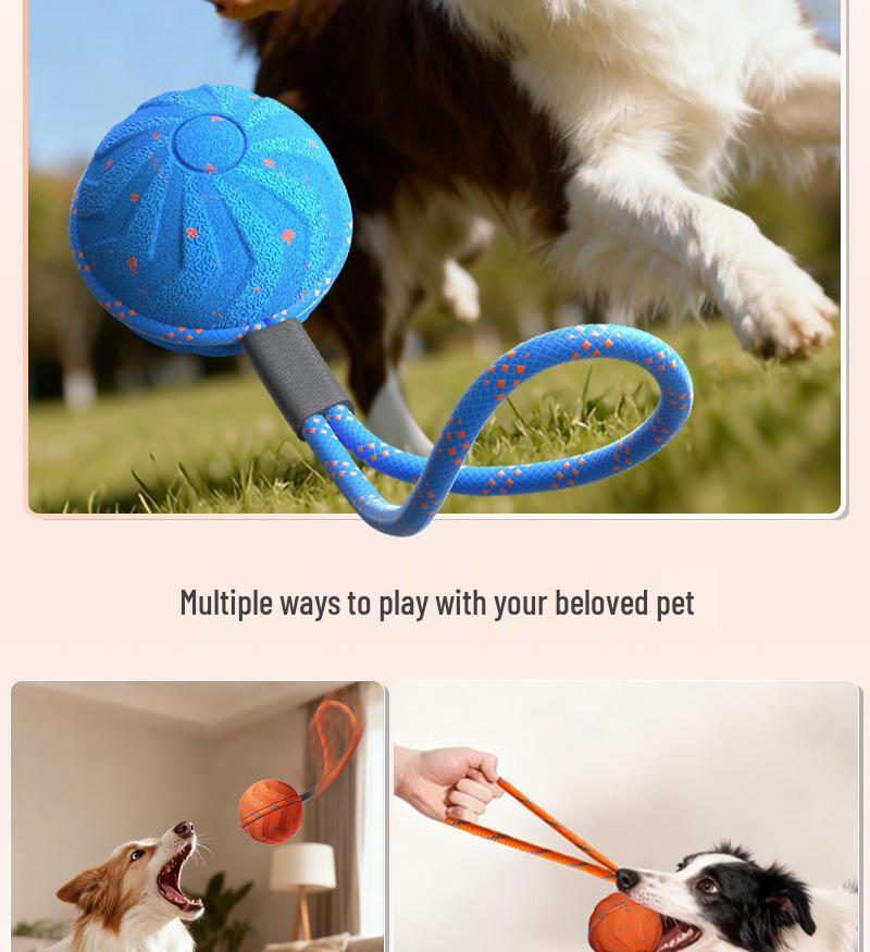 Электрическая игрушка для собак PetSmart: Водонепроницаемый, устойчивый к укусам E-TPU прыгучий мяч с веревкой для интерактивной игры и прорезывания зубов