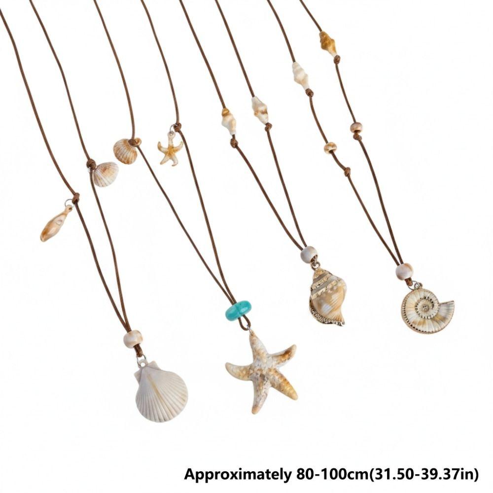 Bohemian Starfish Necklace Wax Rope Beach Vacation Jewelry Fashion Wax Rope Necklace Daily Wear