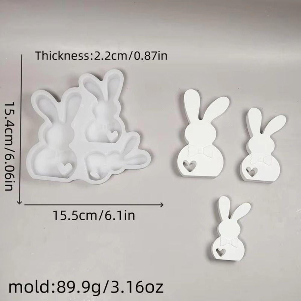 DIY Rabbit Silicone Candle Molds Plaster Crafts Bow Rabbit Silicone Mold  for Easter Party
