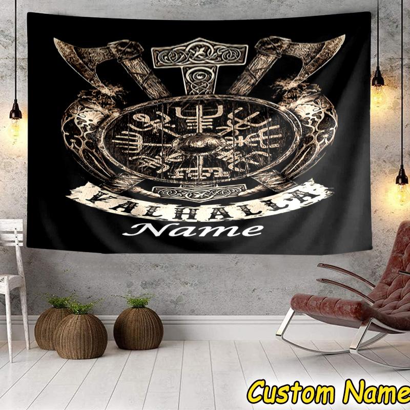 Custom Name Tapestry Viking Tapestry Room Decoration Wall Hanging for Living Room Bedroom, dormitory, Birthday and Christmas gifts