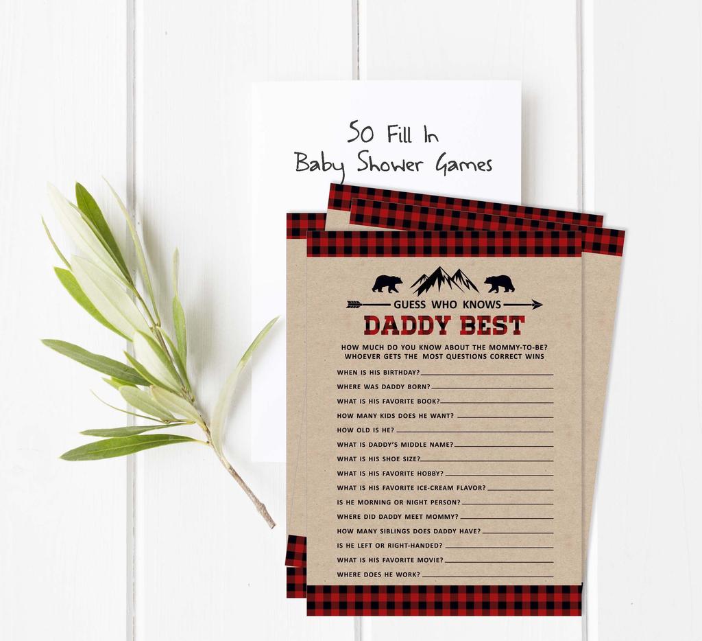 Inkdotpot 50 листов Дровосек Если цена правильная Рустикальная крафт-бумага Игра для детского душа Гендерно-нейтральная вечеринка