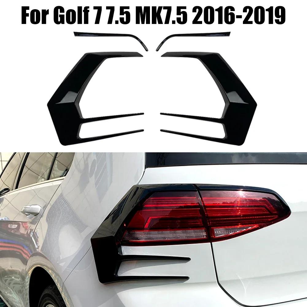 1 Pair Car Rear Bumper Lip Spoiler Taillight Lamp Cover Trim For VW GGolf 7.5 MK7.5 2016-2019 Plastic Auto Parts