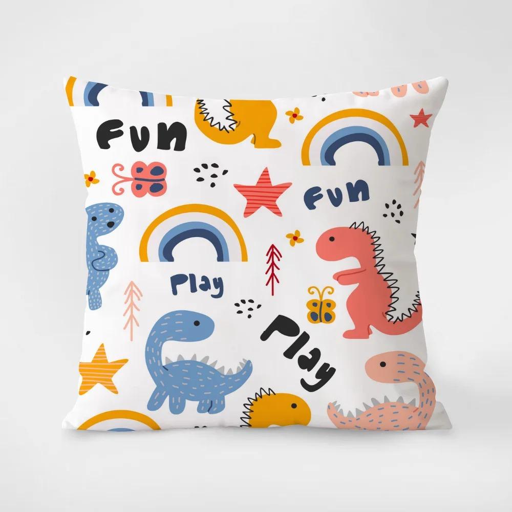 Creative Little Dinosaur Print Cartoon Pillowcase Interior Decoration Office Living Room Home Pillowcase
