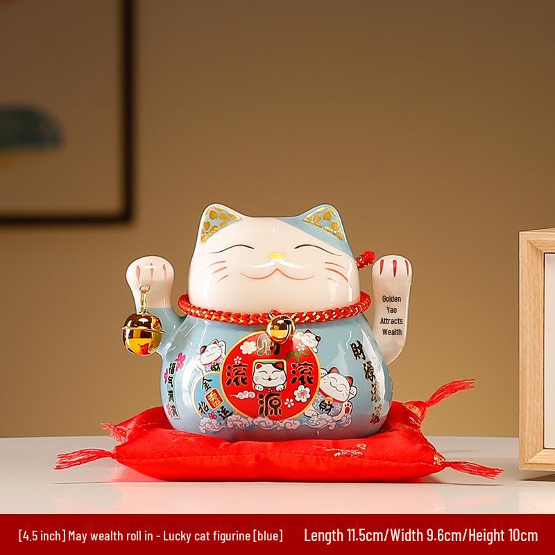 Fortune Cat Figurine Set: Automatic Waving Hand Decoration for Shop and Home