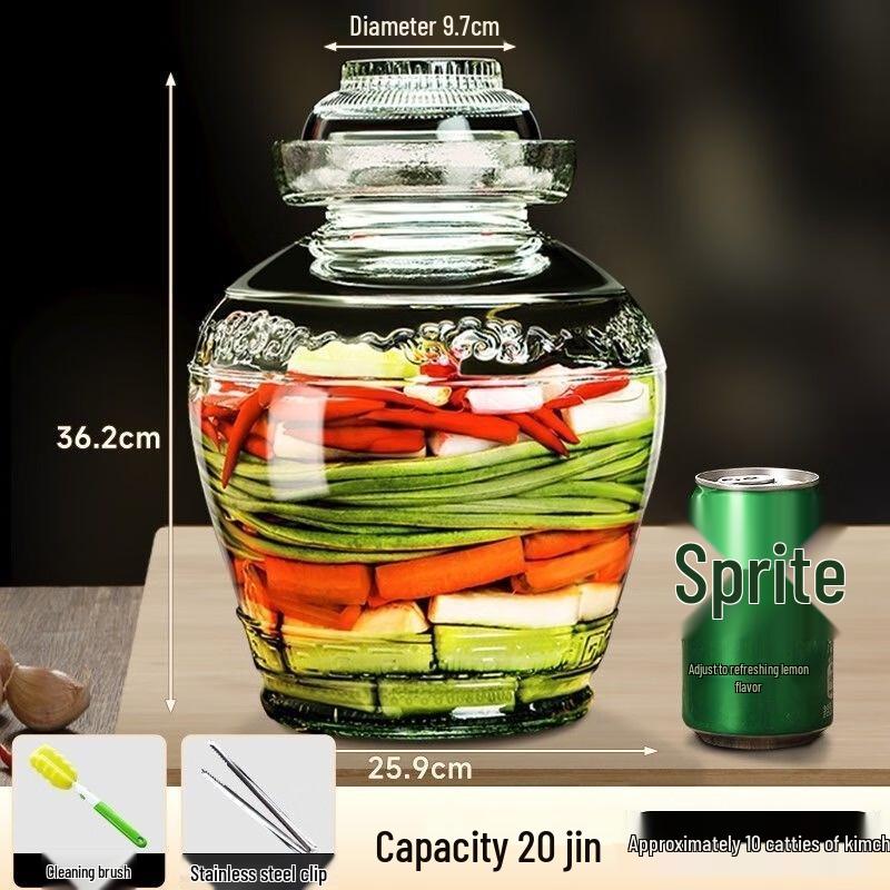 JINGRX Thickened Glass Pickling & Sauerkraut Jar