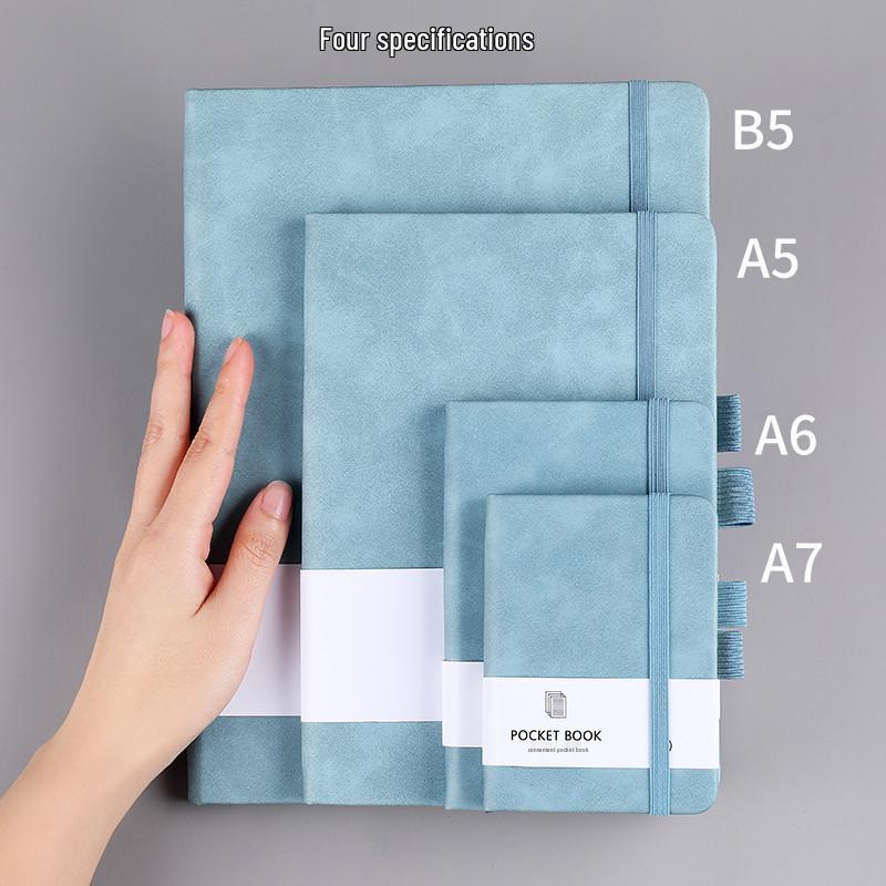 A7 Pocket-Size Portable Skin-Feel Notebook - A5 Student Diary & Mini Meeting Planner with Strap