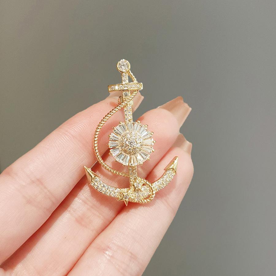 Модная брошь-якорь для женщин Высококлассная нишевая изысканная брошь Роскошная и элегантная булавка для костюма