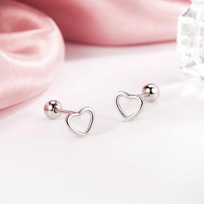 Корейские серьги-гвоздики из серебра 925 пробы для пирсинга козелка, спиральные серьги-гвоздики для женщин, 2 шт., бабочка, сердце, модные украшения для пирсинга ушей