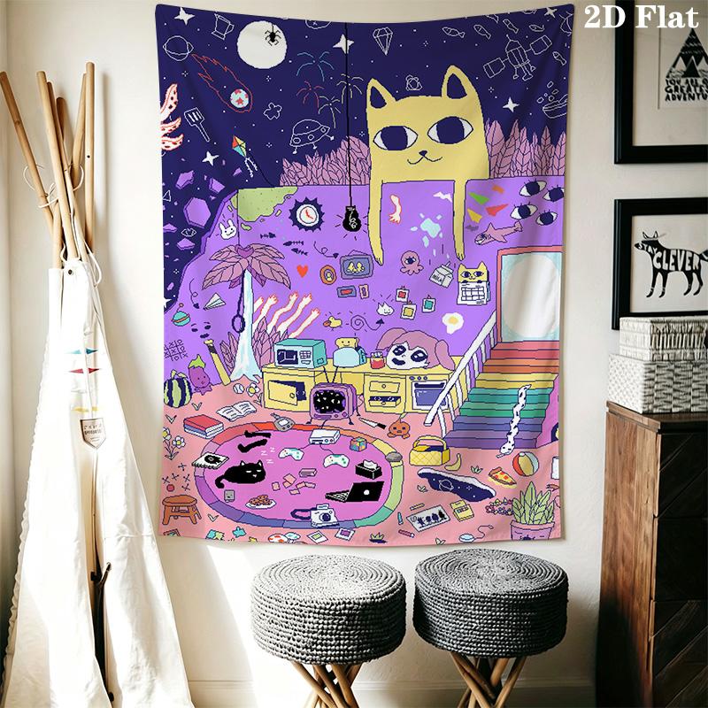 OMORI Theme Pattern Home Decor Tapestry, Wall Hanging, Decorative RV Wall Cloth.XGT0914175