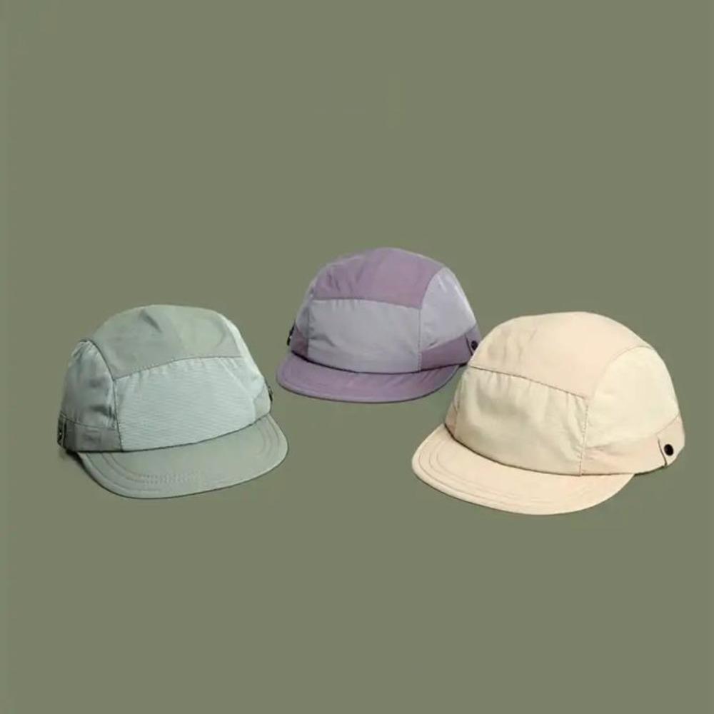 Breathable Flat-brimmed Cap Japanese 5-panel Baseball Cap Casual Mens Mesh Hat Running