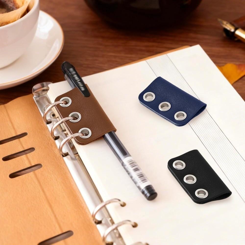 PU Leather Pen Clip Detachable Pencil Loop Portable Pen Fixed Clamp  for Home School