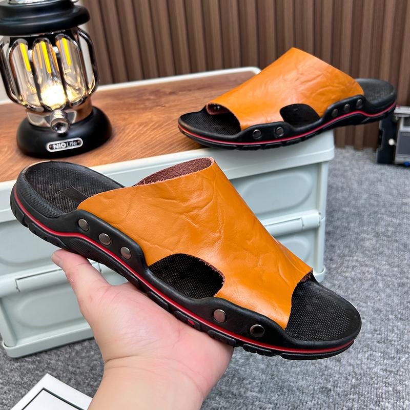 Fashion Men's Beach Open Toe Shoes Sandals High Quality Non-slip Men Slippers Breathable Two Uses Male Footwear Mens Summer Outdoor Shoe