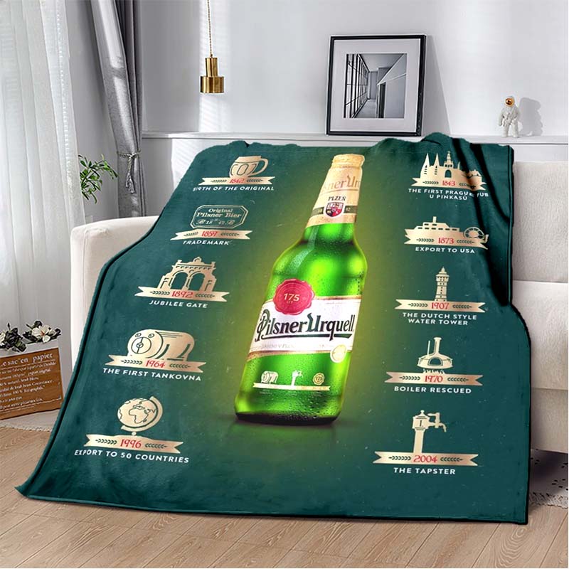Pilsner Urquell Flannel Blanket, Soft Cozy Warm Throw Blanket for Sofa Bed Couch Home Travel Gift for Fans blanket