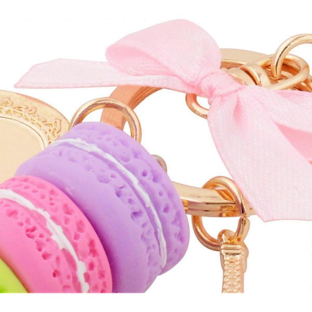 Macaron Cake Eiffel Tower Keychain Bowknot Car Keyring Bag Purse Pendant