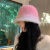 Autumn and Winter Gradually Change Color Rabbit Fur Hat Women's Advanced Sense Winter Warm Basin Hat Show Face Small Bucket Hat Tide