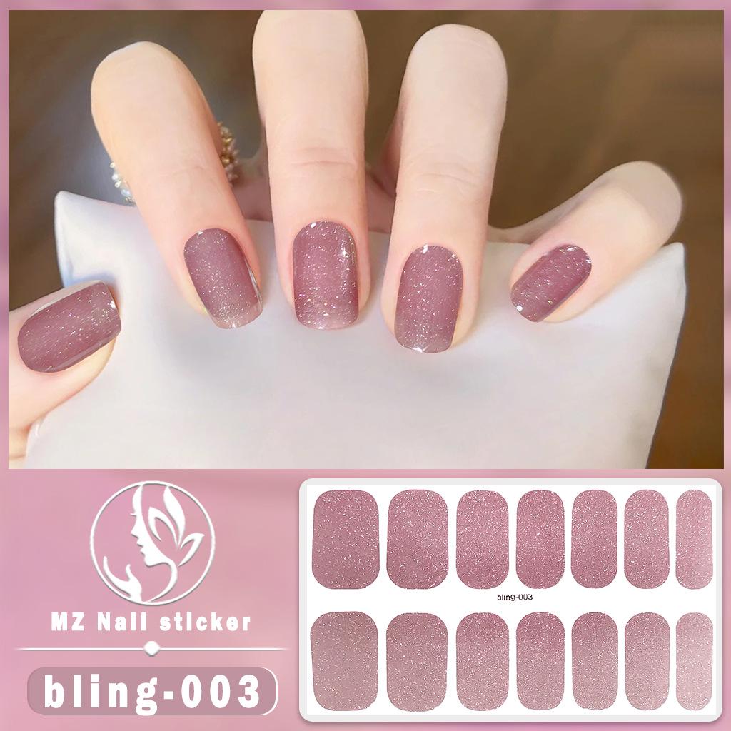 Наклейка-гель для ногтей Meizhi 14-Finger Bling Aurora - самоклеящаяся, водостойкая, без герметика