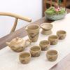 Coarse pottery antique ceramic cover bowl tea set Xishi pot tea brewer business household gift set antique tea set