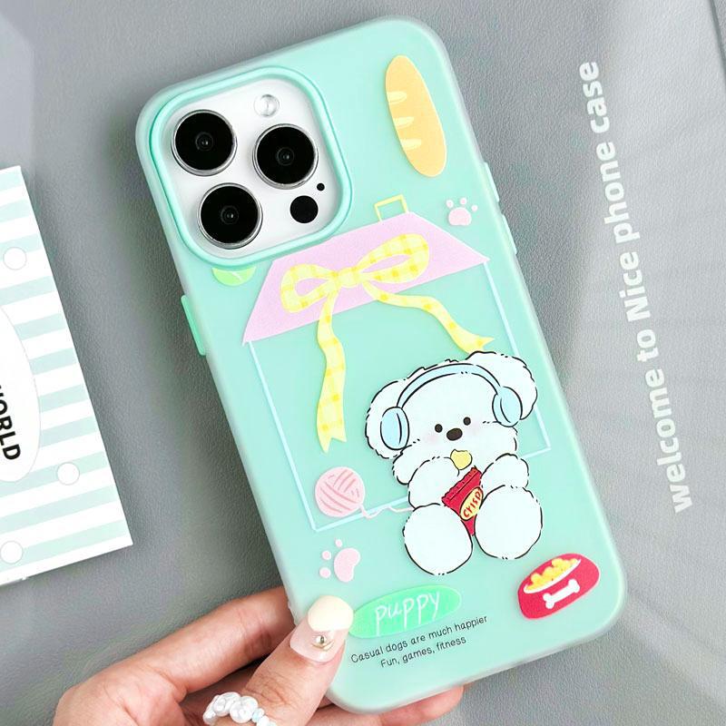 Мультяшный чехол Zhitai Jelly Skin для iPhone 16/15 Pro Max/14/13/12/X (женский)