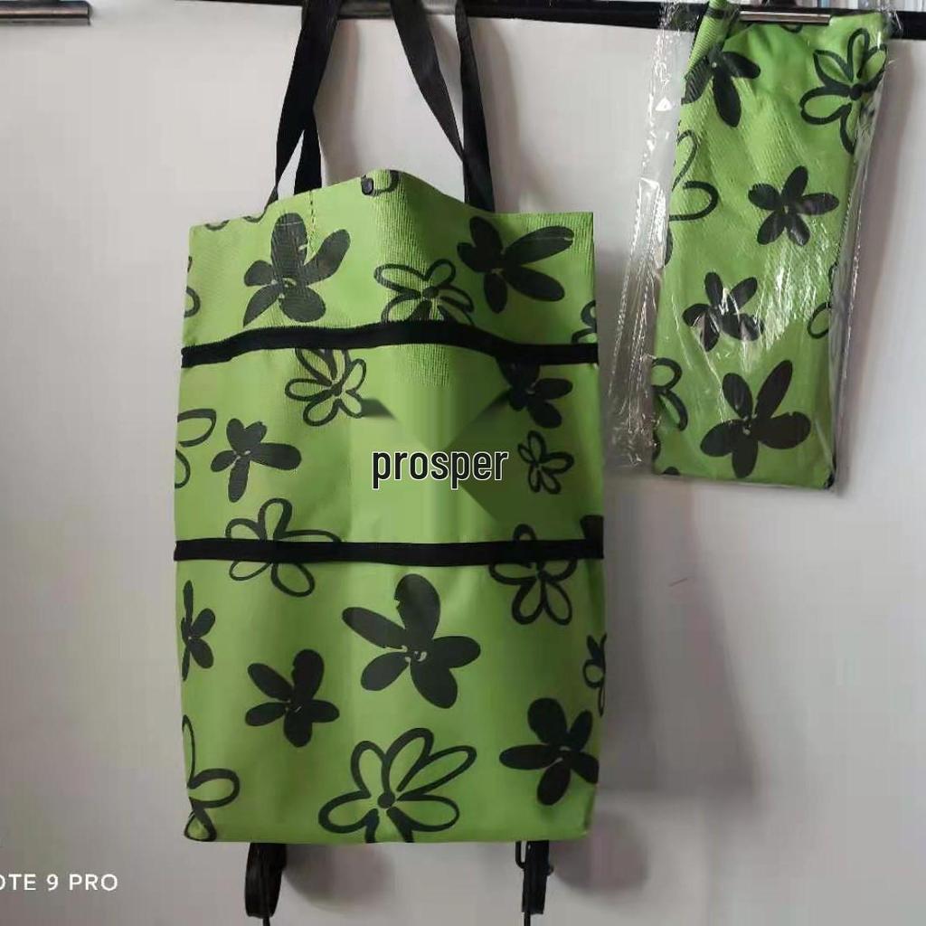 Складная полиэстеровая тележка для покупок на колесах - Портативная сумка-тележка