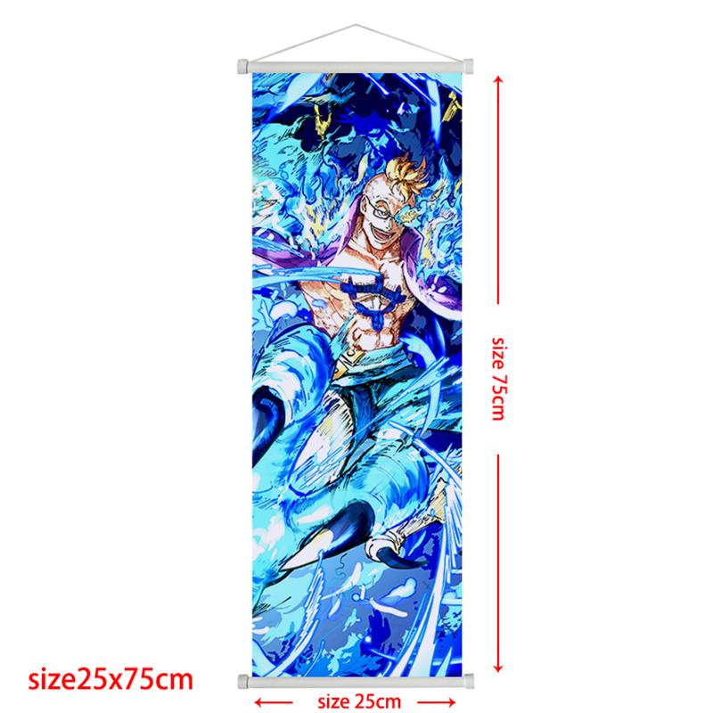 Anime One Piece Scroll Canvas Painting Zoro Sanji Luffy Home Decor Wall Hanging Ace Nami Hancock Poster Wall Art Room Decor