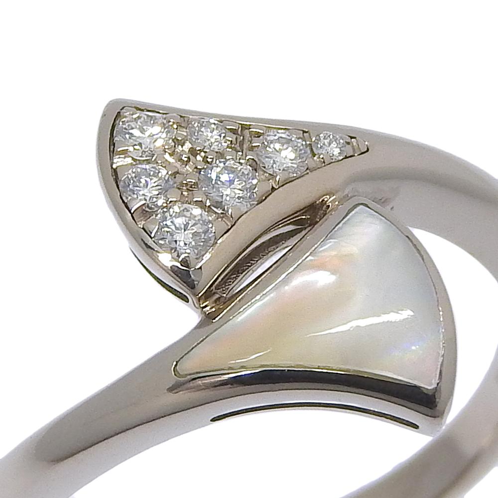 Bvlgari Tiva Dream Ring K18 White gold/diamond/Mother of Pearl #4.9(US Size) 2.9g Women Used