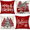 Christmas Decoration Pillow Cover Christmas Car Christmas Tree Pattern Cushion Cover Suitable for Home Living Room Sofa Room