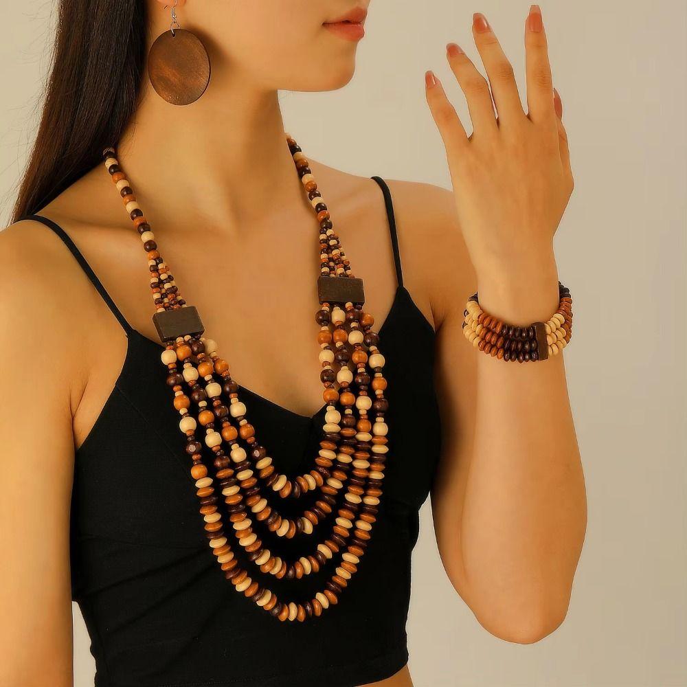 Красочный богемный набор ожерелий в этническом стиле, геометрическое ожерелье из бусин, свадебные украшения