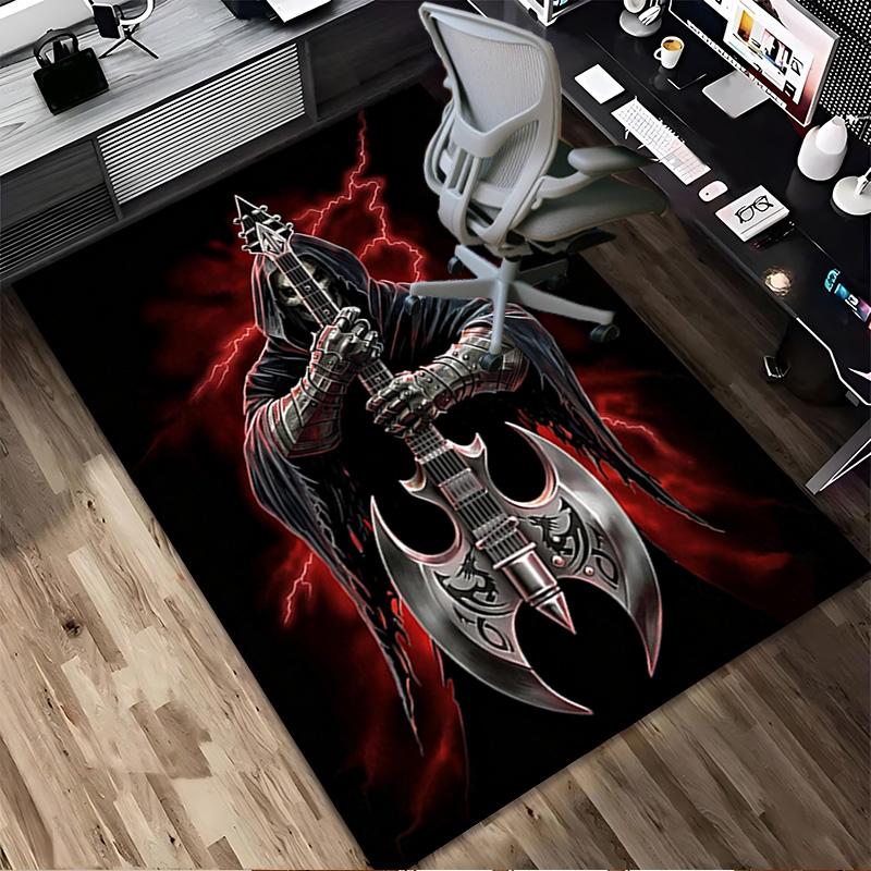Guitar Reaper Living Room Nonslip Area Rug Soft Carpet For Bedroom Game Playroom Sofa Office Home Decor Doormat Christmas Gift