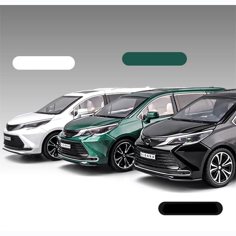 1:24 масштаба Toyota Sienna MPV, модель автомобиля из сплава, литье под давлением, металлическая игрушка, модель коммерческого автомобиля, имитация звука, свет, коллекция, детские подарки