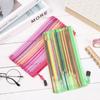 Purse Makeup Stationery Rainbow Color Nylon Grid Cosmetic Storage Mesh Pen Bag Zipper Pencil Case