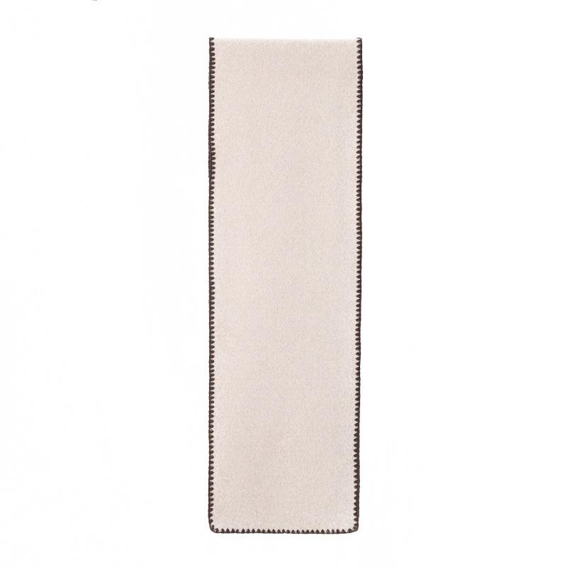Women Long Warm Wool Blend Scarf Contrast Stitching Edge Soft Solid Color Neck Shawl Wrap for Autumn Winter Daily Coat Matching
