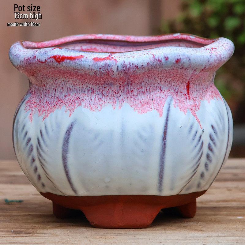 Yixing Handmade Coarse Pottery Medium Succulent Planter - Breathable Zisha Ceramic Ebony Tree Pot for Green Plants