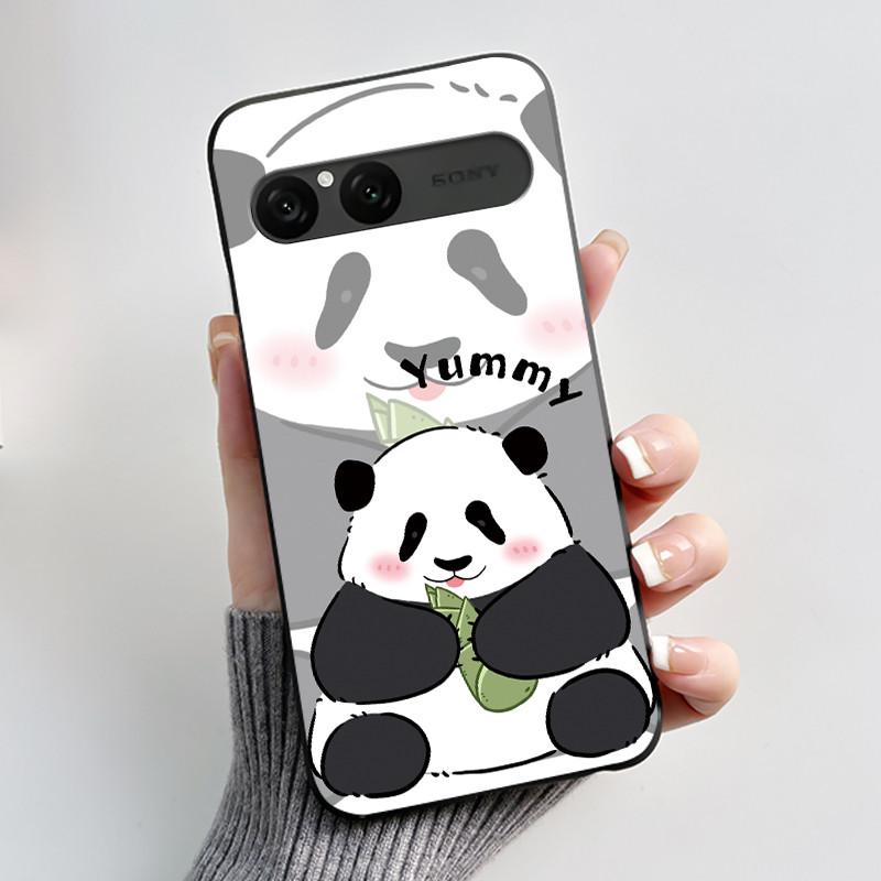 Cute Case For Sony Xperia 10 VII Fundas Capa Printing Shell Protective Cover Soft Silicone Cartoon Black Casing Coque