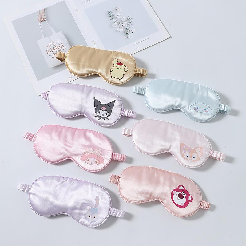 Маска для сна Sanrio из имитации шелка, дышащая накладка на глаза для путешествий, мягкий и удобный светонепроницаемый ночной патч для глаз