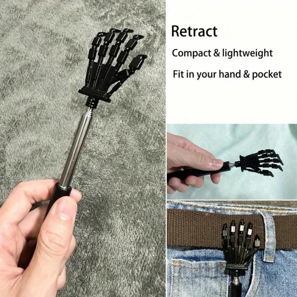 Lager Sized Skeleton Hand Back Scratcher Hand Massager Portable Extendable Stainless Steel Telescoping Massage Tool Perfect Gift