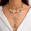 4 шт./компл., преувеличенное многослойное ожерелье из сплава, набор из цепочек, золотистого цвета, нерегулярные жемчужины, ключицы, женские ожерелья, очаровательные ювелирные изделия, подарок