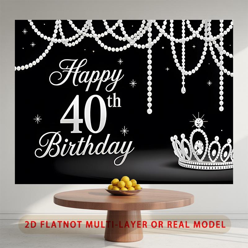 Party Backdrop Happy 40Th Birthday Birthday 40Th Photo Booth Background Wall Decor