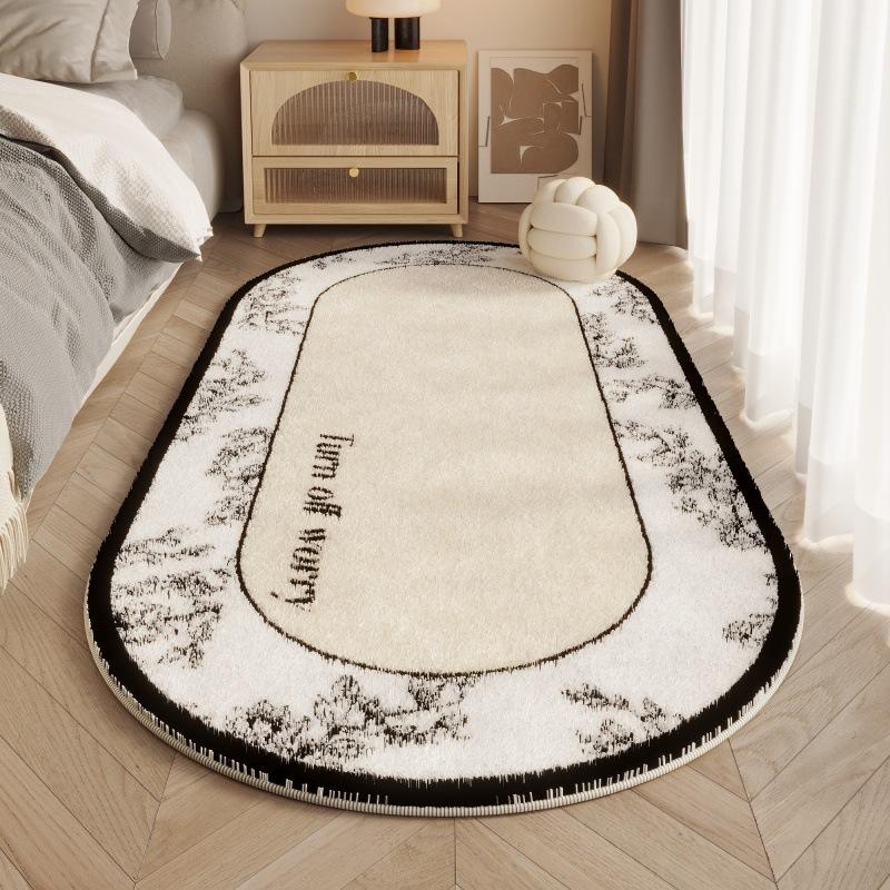Плюшевый овальный ковер для девочек, кровать для спальни, нескользящий пушистый милый большой ковер для гостиной, диван, пушистый моющийся коврик для напольного покрытия
