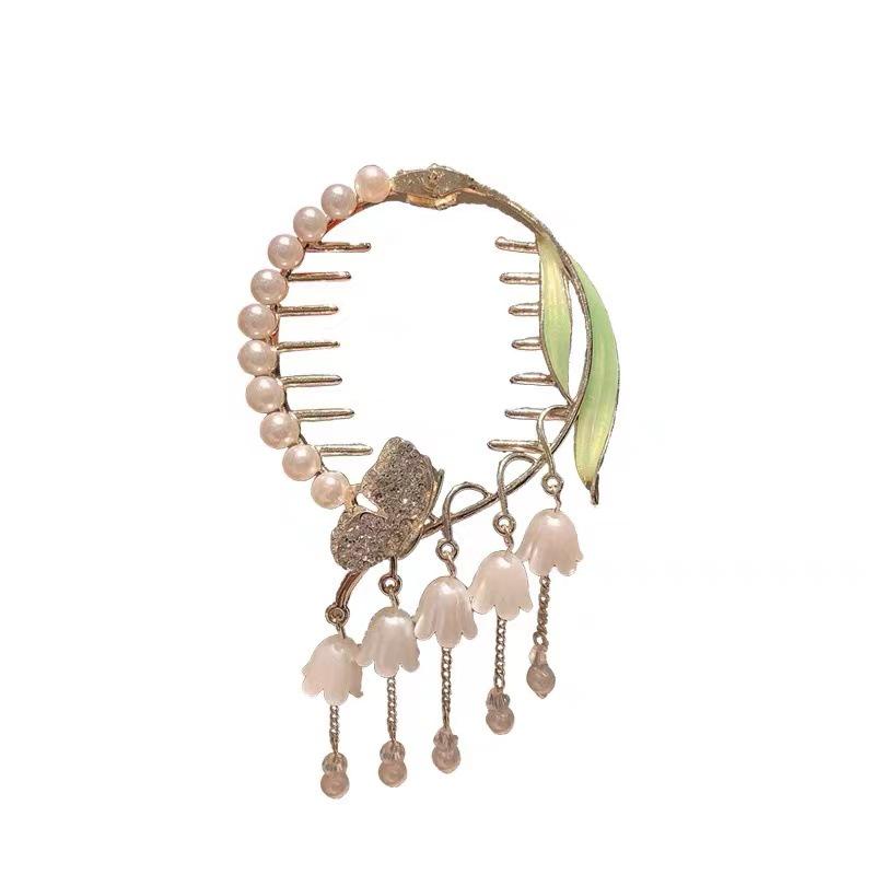 Заколка для волос «конский хвост» с кисточкой «Ландыш» — аксессуар для волос в корейском стиле для женщин