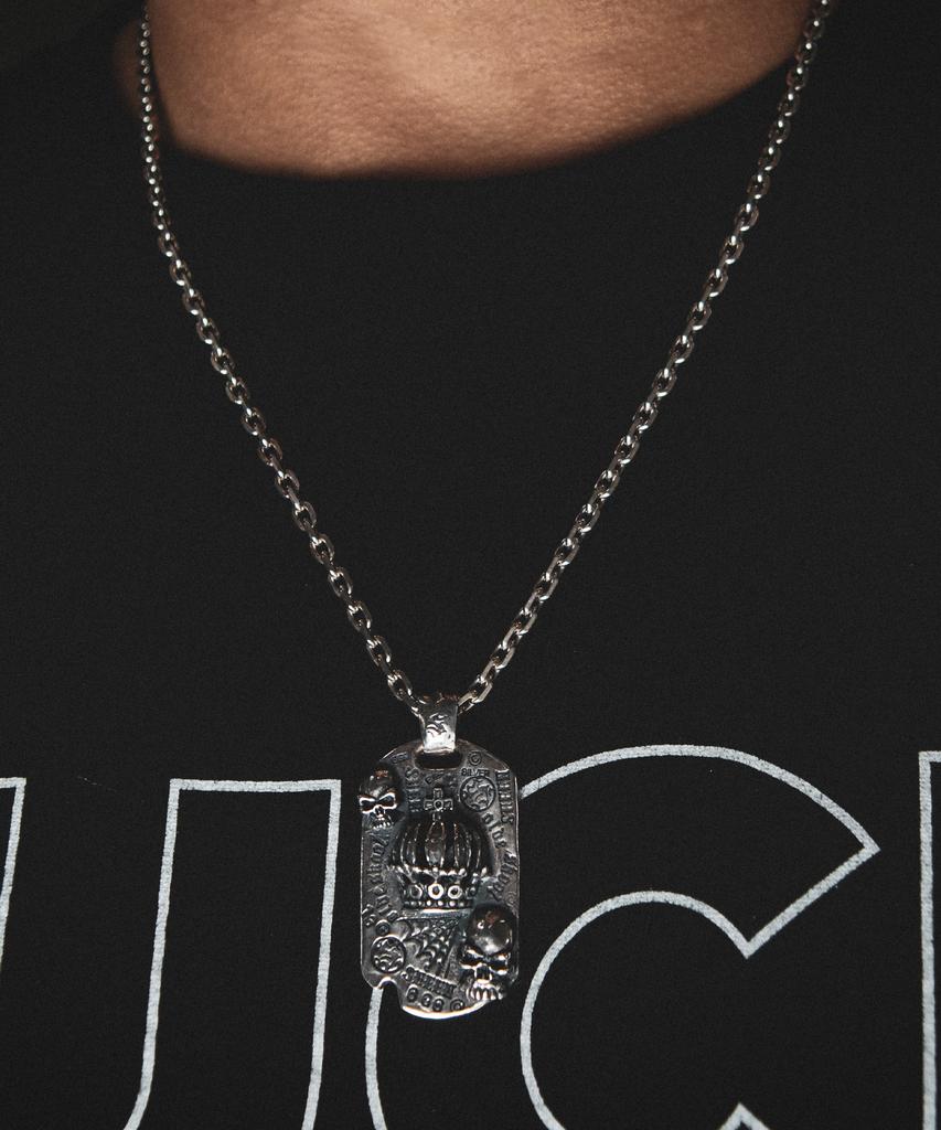 Sheen666 Crown Dog Tag Silver Pendant