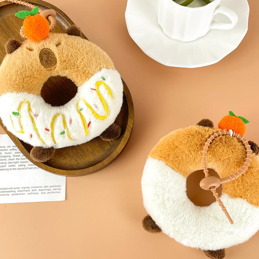 Donut Kapibala Plush Doll Cute Orange Capybara Dessert Circle Doll Bag Pendant